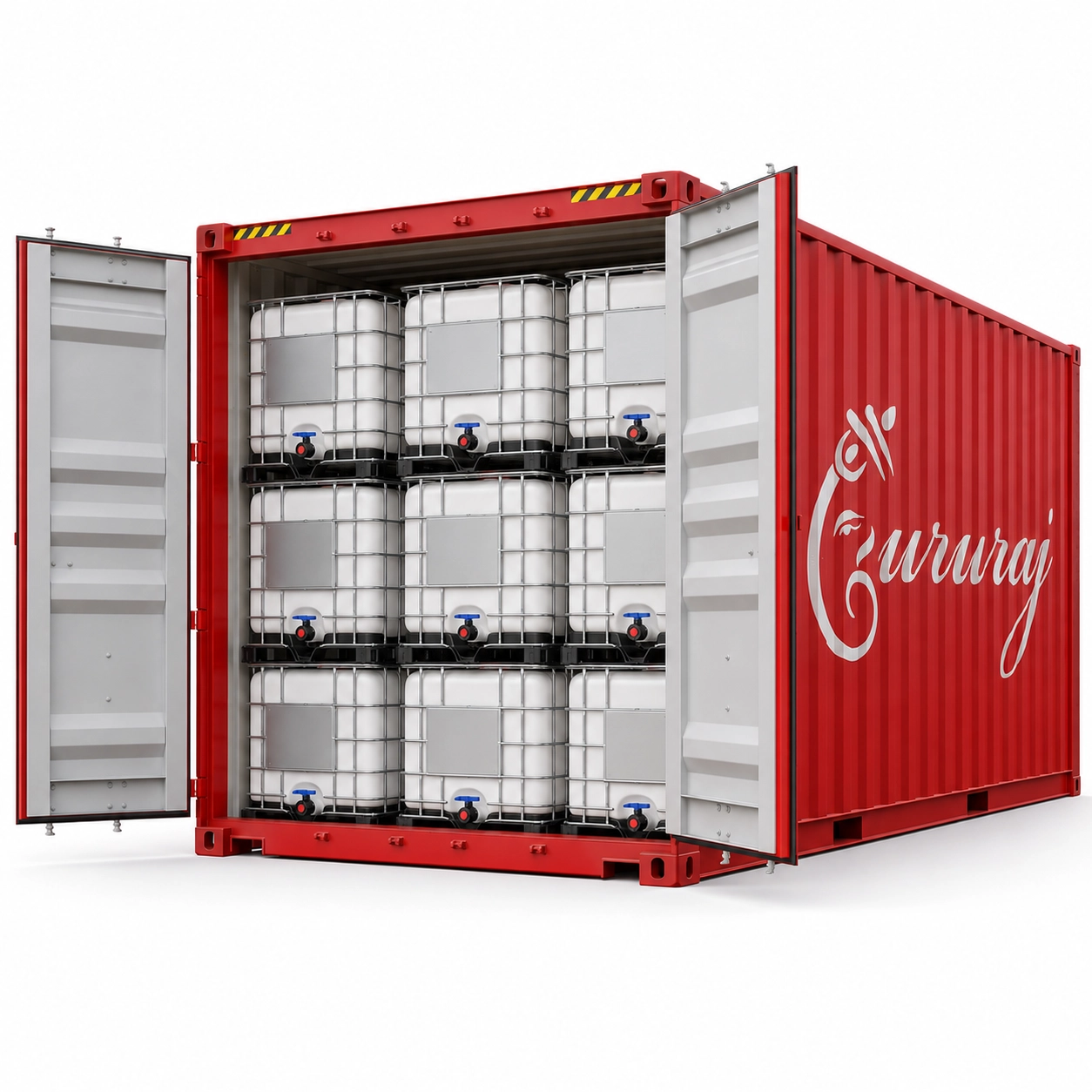 Gururaj Container Filled with Stacked IBC Tanks