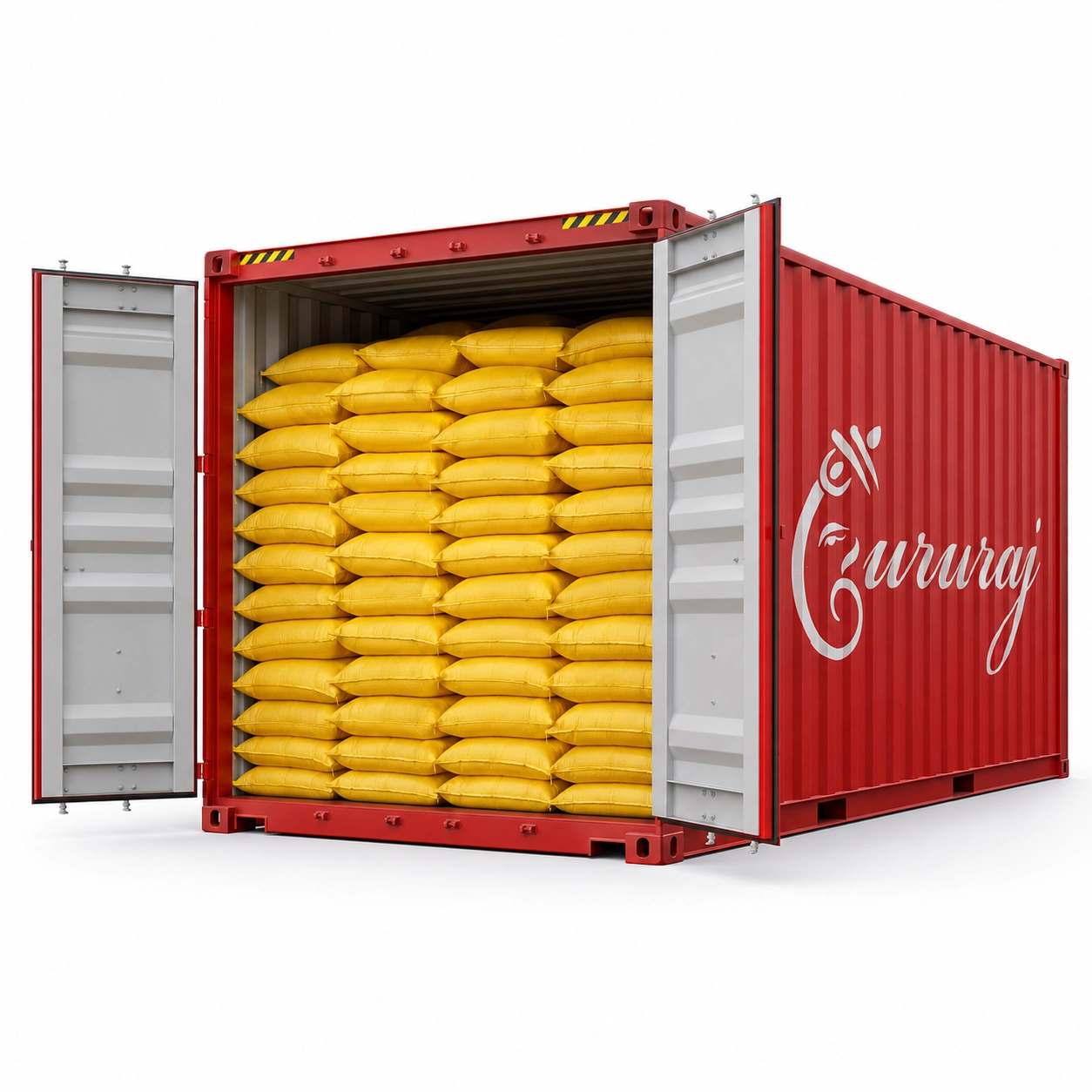 Gururaj Container Filled with Yellow PP Bags
